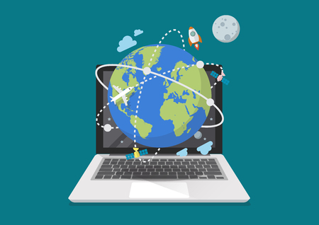 Global network connection from laptop. Vector illustrationのイラスト素材