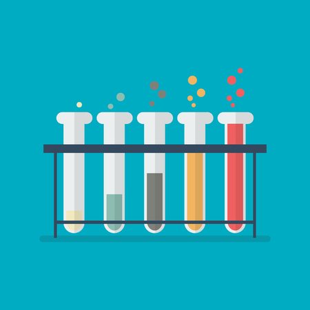 Chemical laboratory equipment test tubes. Vector Illustrationのイラスト素材
