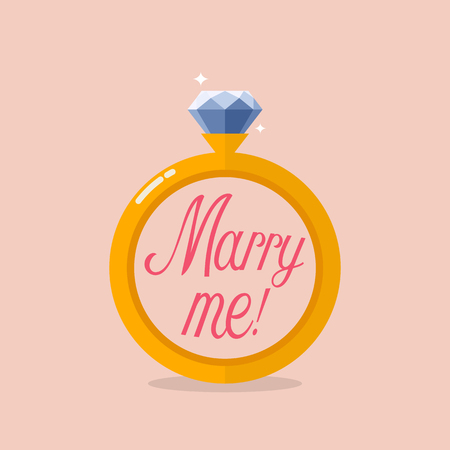 Marry me. Diamond ring. Vector illustrationのイラスト素材