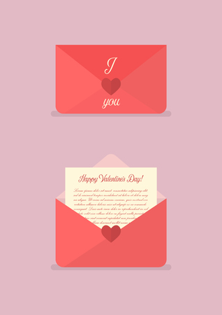 Happy Valentines day love letter. Vector illustration.のイラスト素材