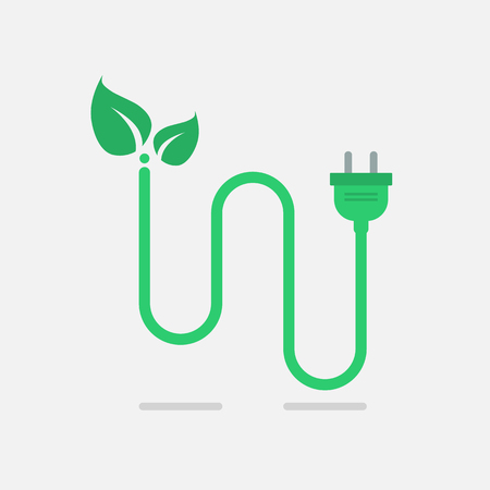 Green eco power plug. Vector illustrationのイラスト素材
