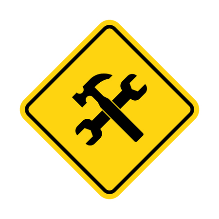 Yellow under construction sign. Vector illustrationのイラスト素材