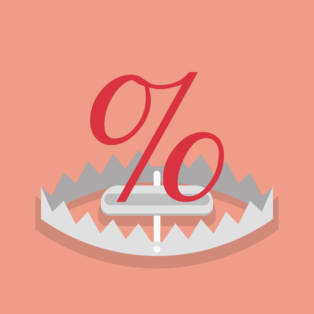 Percentage sign mark in the trap. Vector illustrationのイラスト素材
