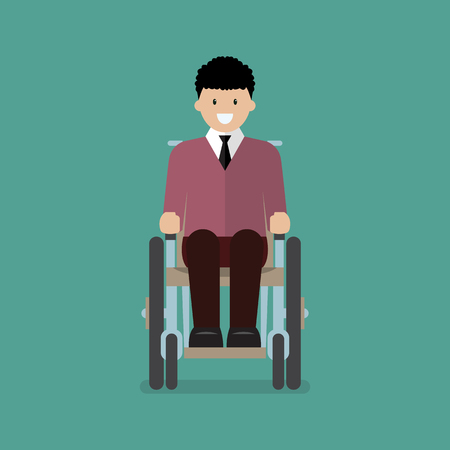 Man is sitting in a wheelchair. Vector illustrationのイラスト素材