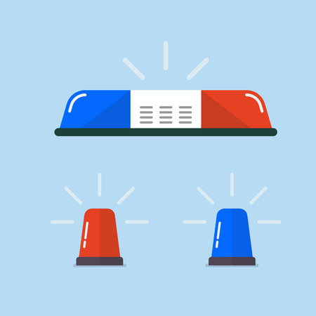 Police flasher or ambulance flasher set. Vector illustrationのイラスト素材