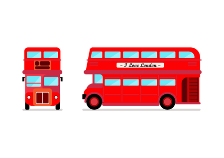 London city bus Front and Side view. Vector illustrationのイラスト素材
