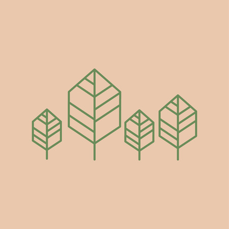 Trees line minimalist icon. outline vector illustrationのイラスト素材