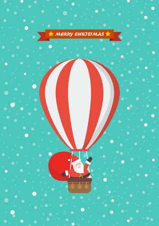 Santa claus on a hot air balloon. Vector illustrationのイラスト素材