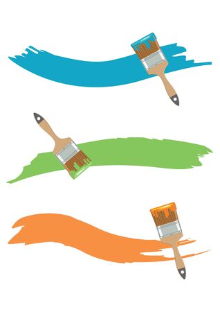 Paint brush with paint color in flat style. Vector illustrationのイラスト素材