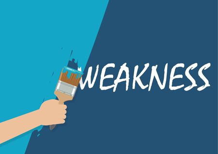Hand painting to cover weakness. Vector illustrationのイラスト素材