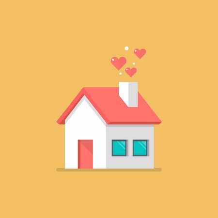 House icon with hearts. flat style vector illustrationのイラスト素材