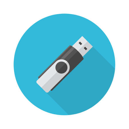 USB Flash drive icon. Flat style with long shadow icon. Vector illustrationのイラスト素材