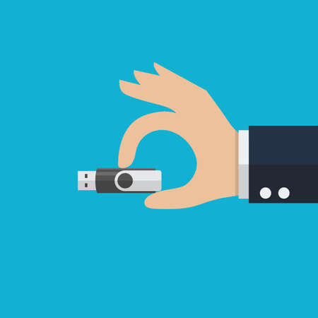 USB Flash drive icon. Flat style with long shadow icon. Vector illustration