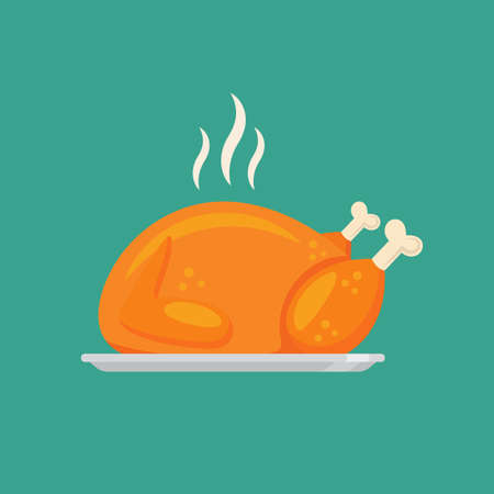 Fried chicken or turkey in flat style design. Vector illustrationのイラスト素材