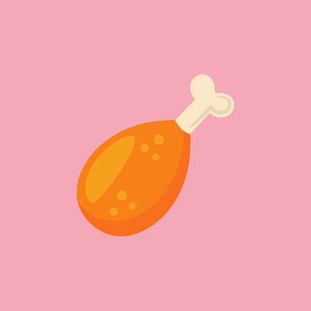 Fried chicken leg in flat style.のイラスト素材