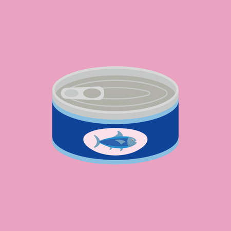 Canned tuna in flat style. Vector illustrationのイラスト素材