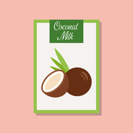Coconut milk icon in flat style.のイラスト素材