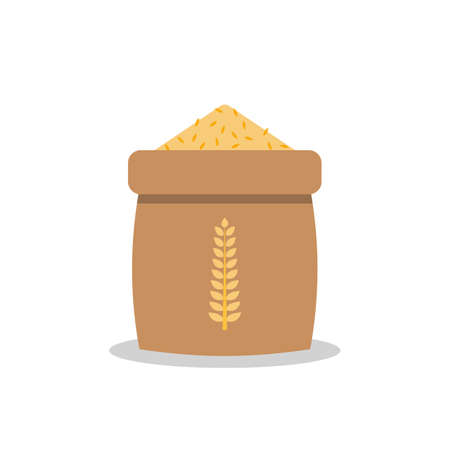 Rice sack icon in flat style. Vector illustrationのイラスト素材