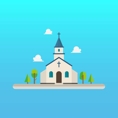 Church in flat style design. Vector illustrationのイラスト素材