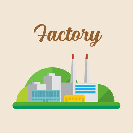Factory industrial building. Retro style Vector illustrationのイラスト素材