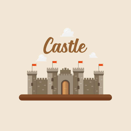 Castle in flat style design. Vector illustrationのイラスト素材