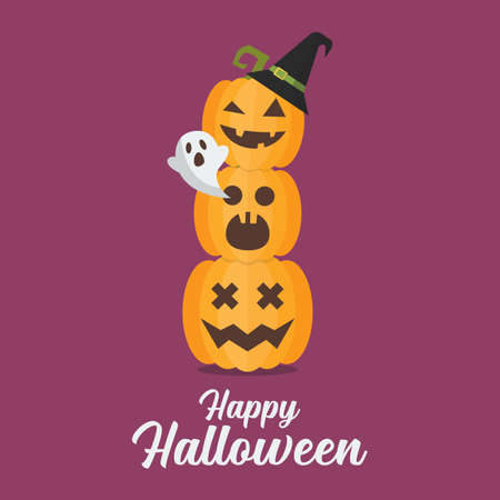 Halloween pumpkins invitation. Invitation or greeting cards. Vector illustrationのイラスト素材