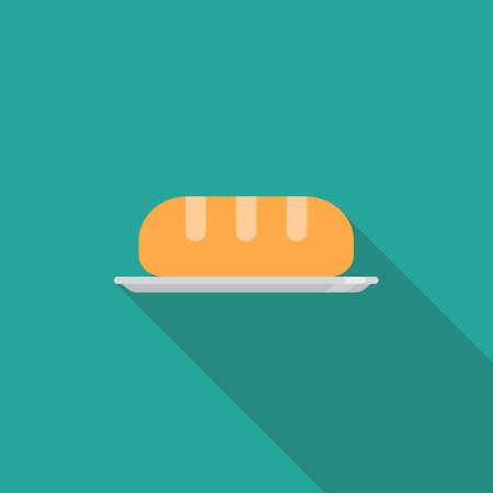 Bread flat icon wih long shadow. Vector illustrationのイラスト素材