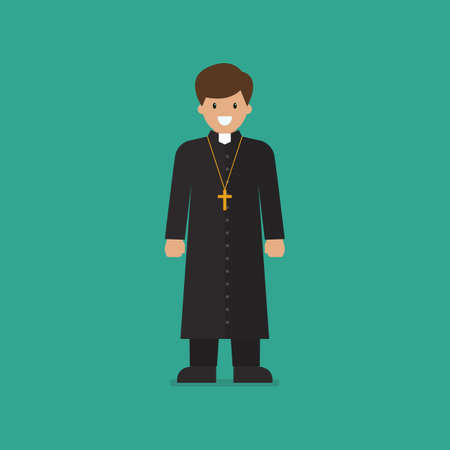 Catholic priest vector illustration. Flat style people