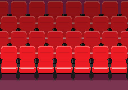 Red chairs in movie theater. vector illustrationのイラスト素材
