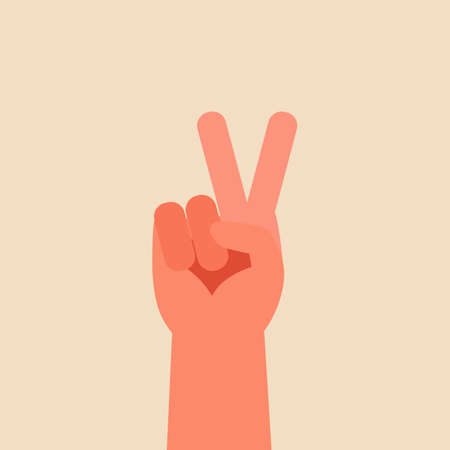 Victory hand sign illustration. Vector illustration