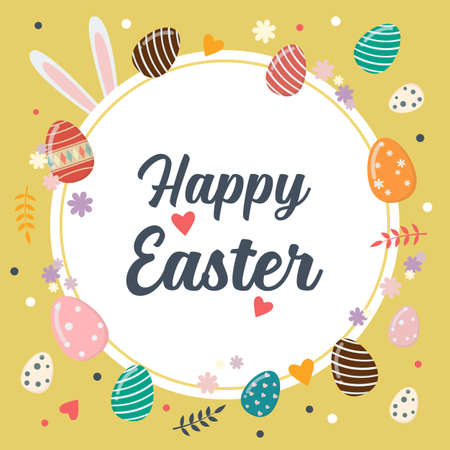 Easter Eggs Happy Easter Poster. Easter greeting cardのイラスト素材
