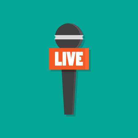 Microphone news flat style. Vector illustrationのイラスト素材