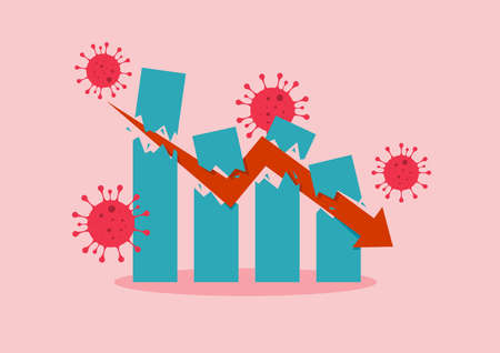 Economic Crash due to Coronavirus. Stock market graph conceptのイラスト素材