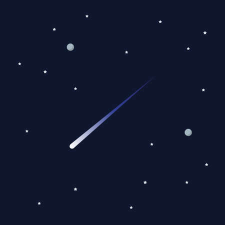 Comet on space background. star and planets on galaxy background. Flat style vector illustrationのイラスト素材