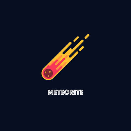 Meteorite logo on black background. Flat style vector illustrationのイラスト素材