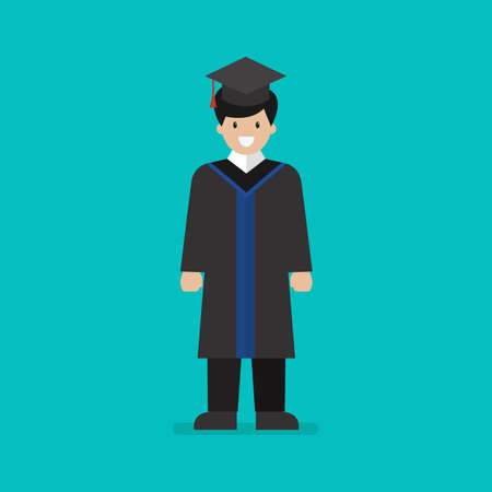 High school graduate flat style. Vector illustrationのイラスト素材