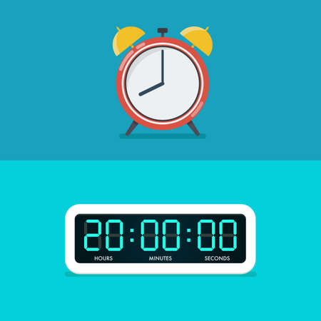 Old and digital alarm clocks. Vector illustration
