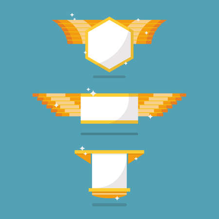 Golden badge symbol collection. Vector illustrationのイラスト素材