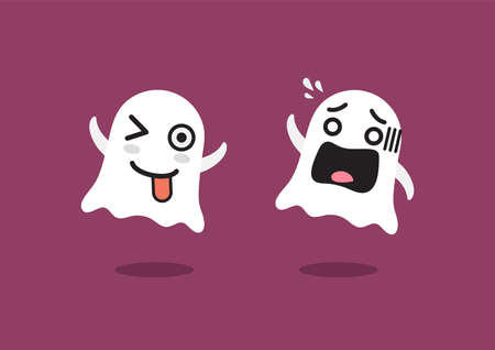 Funny Ghosts Character. emoji cartoon emoticonsのイラスト素材