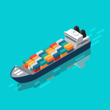 Container ship in isometric view. Vector Illustrationのイラスト素材