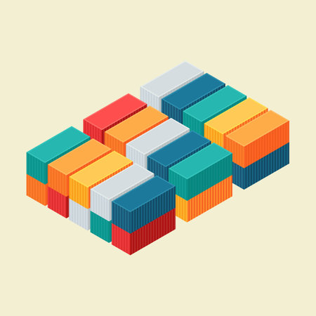 Cargo container isometric view.  Vector illustration. Flat style designのイラスト素材