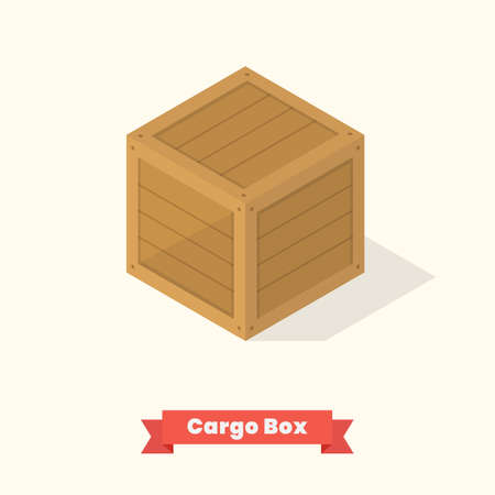 Cargo wood box isometric. Vector illustrationのイラスト素材