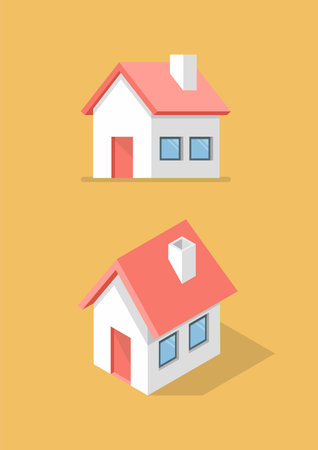 House in front view and isometric icon. Vector illustrationのイラスト素材
