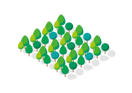 Isometric 3d trees forest. Vector illustrationのイラスト素材
