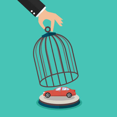 Hand lifting a cage of car. vector illustrationのイラスト素材