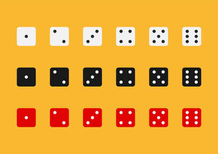Dice in flat style design from one to six. Set of game dice. Vector illustration