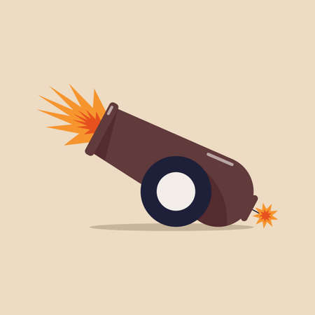 Cannon in flat style. Vector illustration. Graphic designのイラスト素材