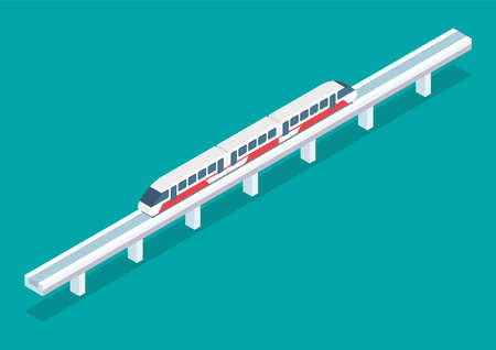 Isometric Modern High Speed Train. Vector Illustrationのイラスト素材