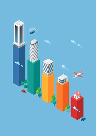 Rating of real estate sales bar chart infographic. Vector illustrationのイラスト素材