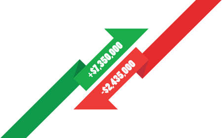 Bull and bear symbol of stock market. vector illustrationのイラスト素材